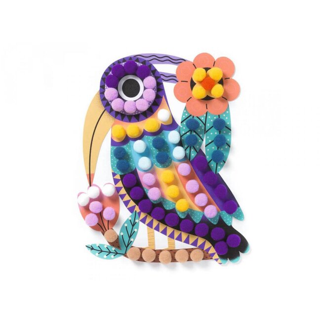 DJECO COLLAGE DES PETITS - TABLEAU DE POMPONS PANACHÉS 3-6ANS