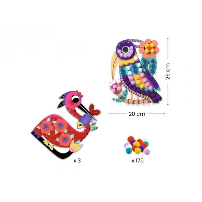 DJECO COLLAGE DES PETITS - TABLEAU DE POMPONS PANACHÉS 3-6ANS