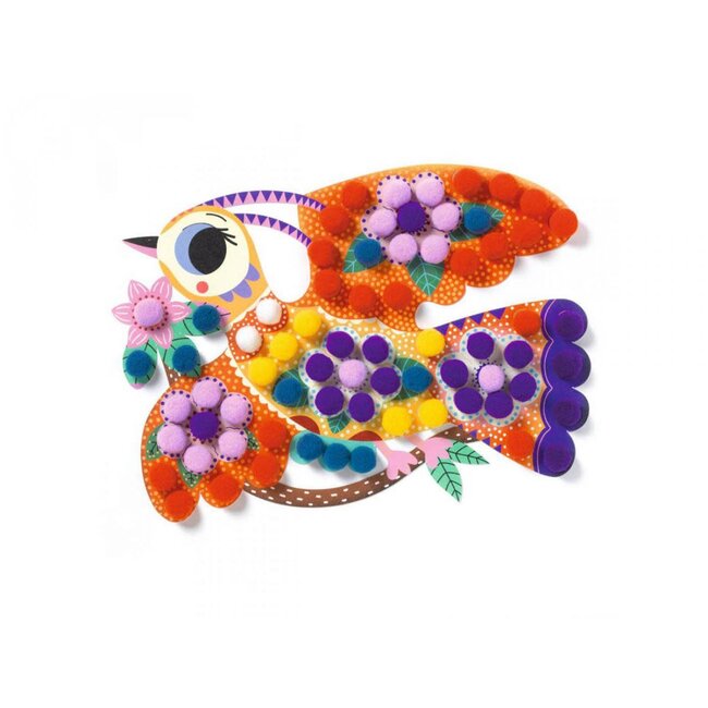 DJECO COLLAGE DES PETITS - TABLEAU DE POMPONS PANACHÉS 3-6ANS