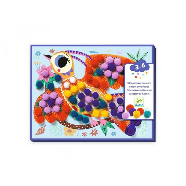 DJECO COLLAGE DES PETITS - TABLEAU DE POMPONS PANACHÉS 3-6ANS