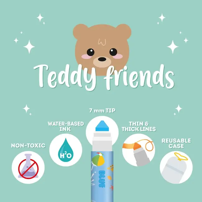LEGAMI BOITE DE 12 FEUTRES POINTE RONDE - TEDDY FRIENDS