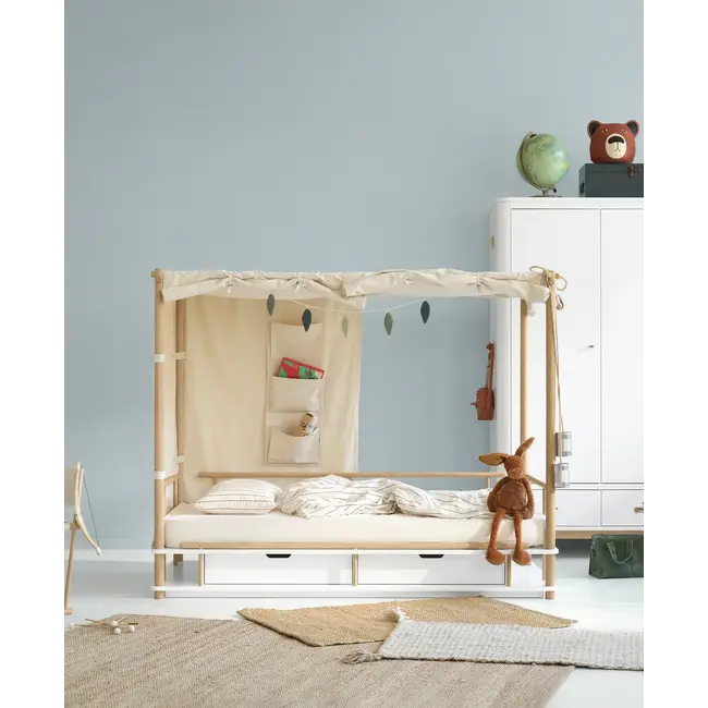 OLIVER FURNITURE LIT À BALDAQUIN - CAMP - BLANC / CHÊNE