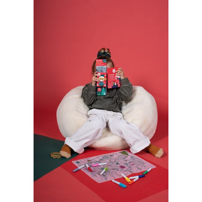 SET DE TABLE À COLORIER ET 5 FEUTRES - VILLAGE DE NOËL