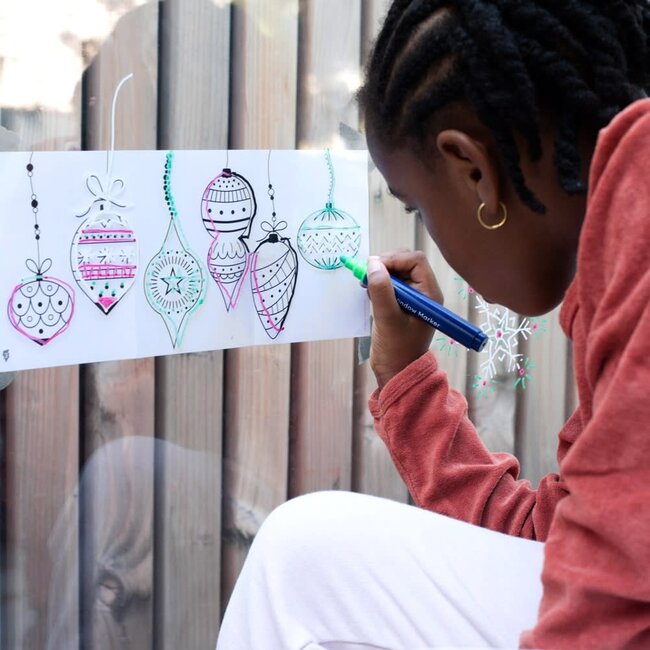 PACK 4 FEUTRES EFFAÇABLES POUR VITRES & 24 DESIGNS DE NOËL