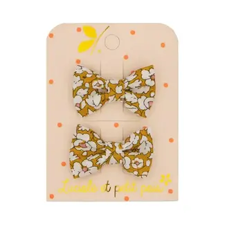 LUCIOLE ET PETIT POIS 2 X BARRETTES 3CM - MINI NOEUDS LIBERTY FEATHER MEADOW