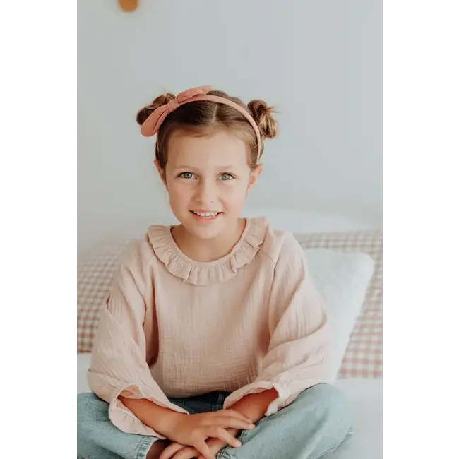 LUCIOLE ET PETIT POIS SERRE-TÊTE - NOEUD GAZE ROSE OCRE