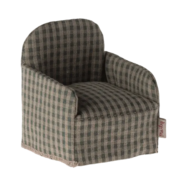 MAILEG FAUTEUIL MINIATURE MAILEG GREEN CHECKER 7CM