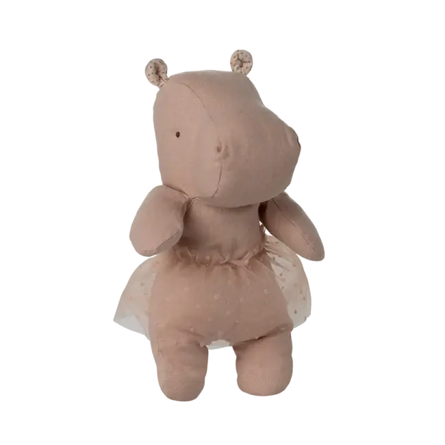 MAILEG PELUCHE SAFARI FRIENDS HIPPO SMALL LIGHT ROSE AVEC TUTU 23CM