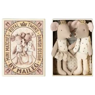 MAILEG PETITE SOEUR & PETIT FRÈRE SOURIS ROYALES 10CM - DANS LEUR BOITE D'ALLUMETTES