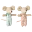 MAILEG BÉBÉ SOURIS 6CM - JUMEAUX ROSE & BLEU - DANS LEUR BOITE D'ALLUMETTE