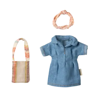 MAILEG TENUE MAMAN & MAMIE SOURIS MAILEG - ROBE DENIM & BANDANA