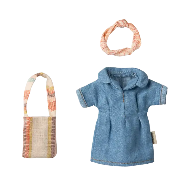 MAILEG TENUE MAMAN & MAMIE SOURIS MAILEG - ROBE DENIM & BANDANA