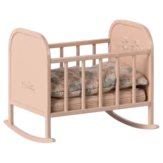 MAILEG LIT BERCEAU A BASCULE MÉTAL ROSE POUR BÉBÉ SOURIS