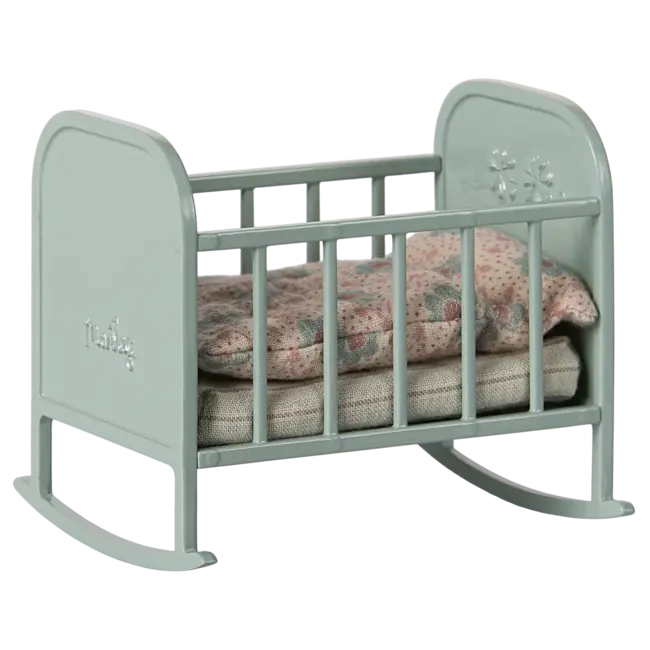 MAILEG LIT BERCEAU A BASCULE MÉTAL BLEU POUR BÉBÉ SOURIS