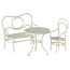 MAILEG TABLE BANC & CHAISE DE CAFÉ METAL BLANC POUR SOURIS