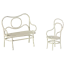 MAILEG TABLE BANC & CHAISE VINTAGE METAL BLANC POUR SOURIS