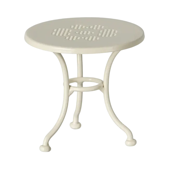 MAILEG TABLE BANC & CHAISE VINTAGE METAL BLANC POUR SOURIS