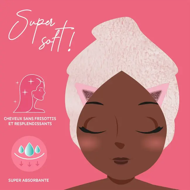 LEGAMI SERVIETTE TURBAN CHEVEUX - CHAT KITTY LOVE MY HAIR