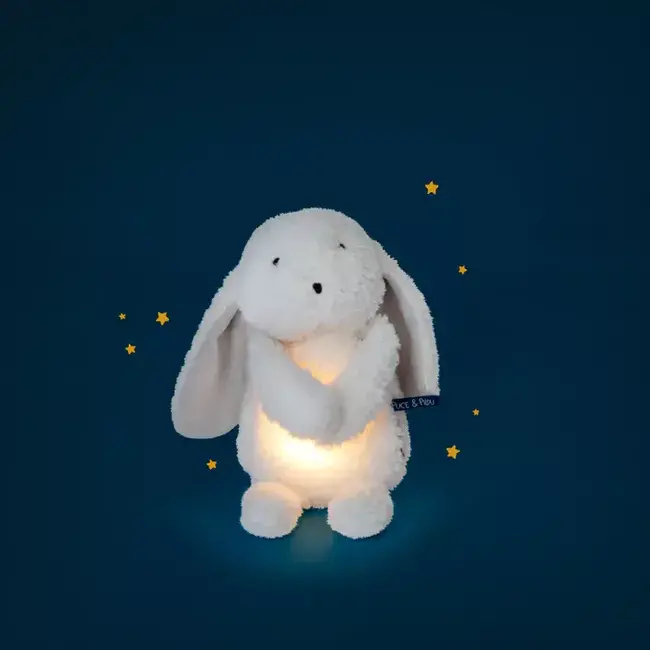 MOULIN ROTY PELUCHE LUMINEUSE LAPIN 29CM - PUCE & PILOU