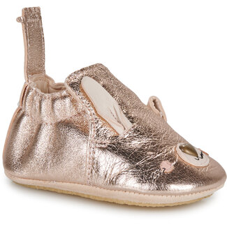 EASY PEASY CHAUSSON CUIR SOUPLE "BLUMOO / BLUBLU" LAPINOU PINK METAL