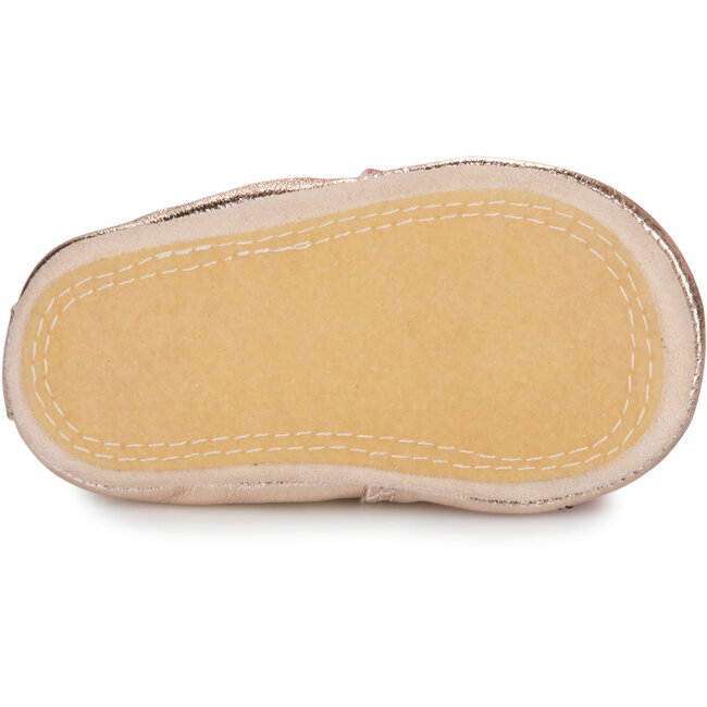 EASY PEASY CHAUSSON CUIR SOUPLE "BLUMOO / BLUBLU" LAPINOU PINK METAL