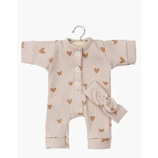 MINIKANE TENUE BABIES - COMBINAISON LILI HEADBAND PETITS COEURS ROSES