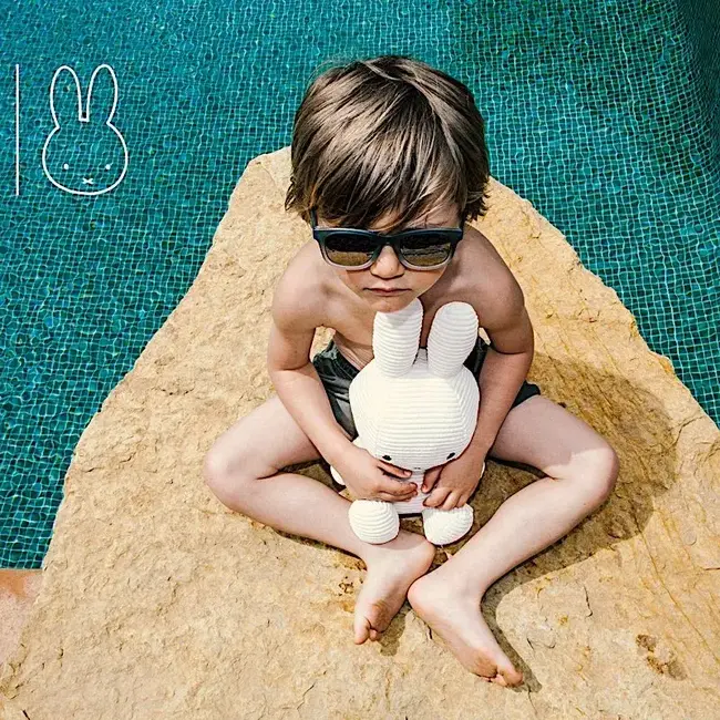 BON TON TOYS PELUCHE LAPIN MIFFY 33CM - VELOURS CÔTELÉ BLANC