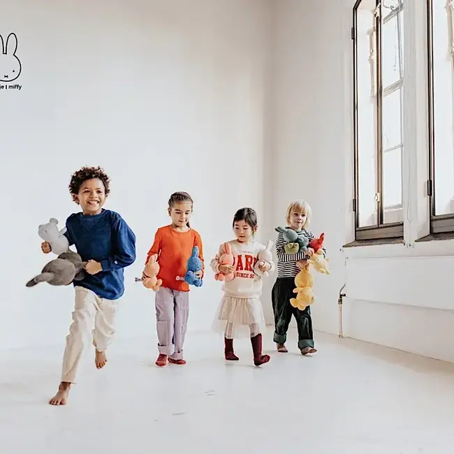 BON TON TOYS PELUCHE LAPIN MIFFY 23CM - VELOURS CÔTELÉ BLANC