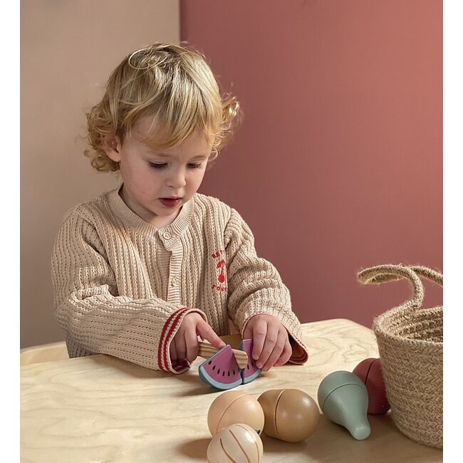 EGMONT TOYS FRUITS & LÉGUMES BOIS À DÉCOUPER DANS PANIER DE COURSES