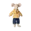MAILEG PAPA SOURIS 15CM - JEANS & CHEMISE À CARREAUX JAUNE