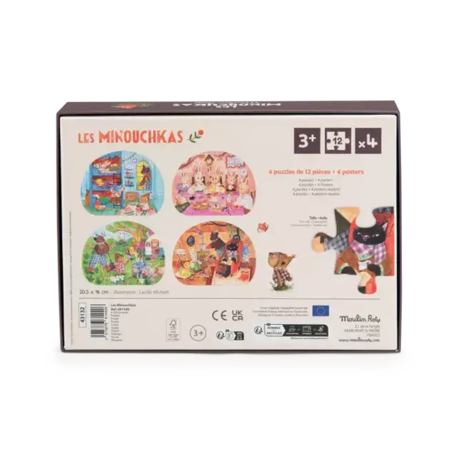 MOULIN ROTY 4 MINI PUZZLES DES REPAS 4X12PCS - LES MINOUCHKAS