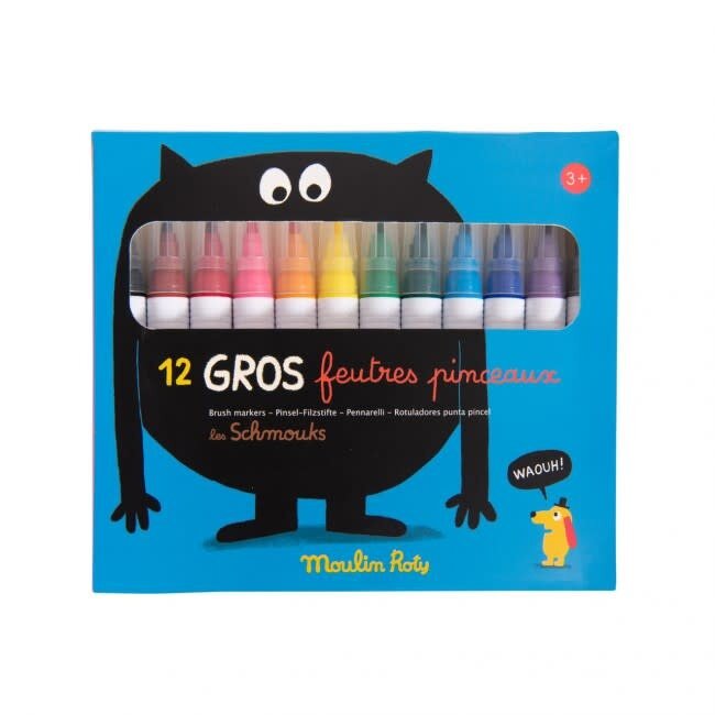 MOULIN ROTY 12 GROS FEUTRES PINCEAUX - LES SCHMOUKS