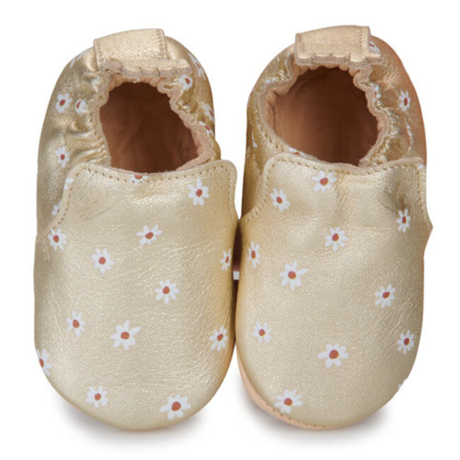 EASY PEASY CHAUSSON CUIR SOUPLE "BLUMOO / BLUBLU" MARGUERITE OR