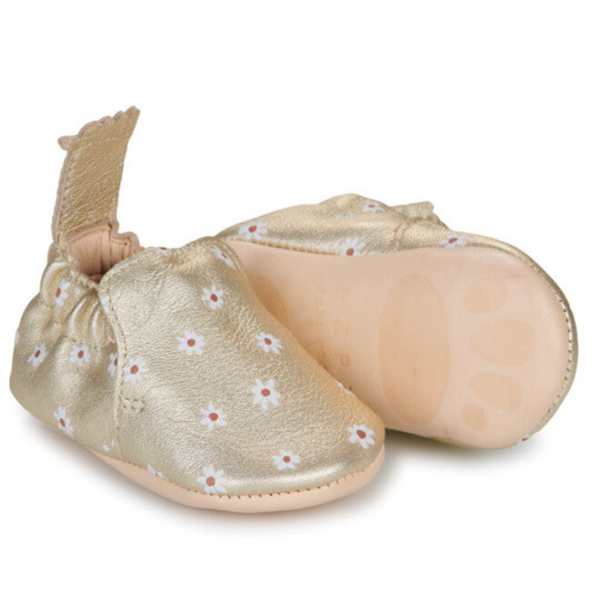EASY PEASY CHAUSSON CUIR SOUPLE "BLUMOO / BLUBLU" MARGUERITE OR
