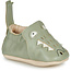 EASY PEASY CHAUSSON CUIR SOUPLE "BLUMOO / BLUBLU" CROCO VERT AMANDE
