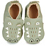 EASY PEASY CHAUSSON CUIR SOUPLE "BLUMOO / BLUBLU" CROCO VERT AMANDE
