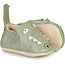EASY PEASY CHAUSSON CUIR SOUPLE "BLUMOO / BLUBLU" CROCO VERT AMANDE