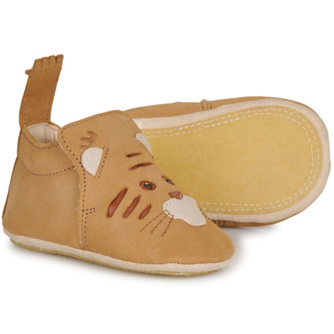 EASY PEASY CHAUSSON CUIR SOUPLE "BLUMOO / BLUBLU" TIGROU CAMEL