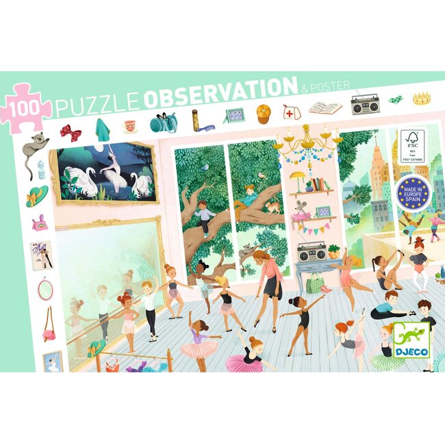DJECO PUZZLE D'OBSERVATION 100PCS - L'ÉCOLE DE DANSE