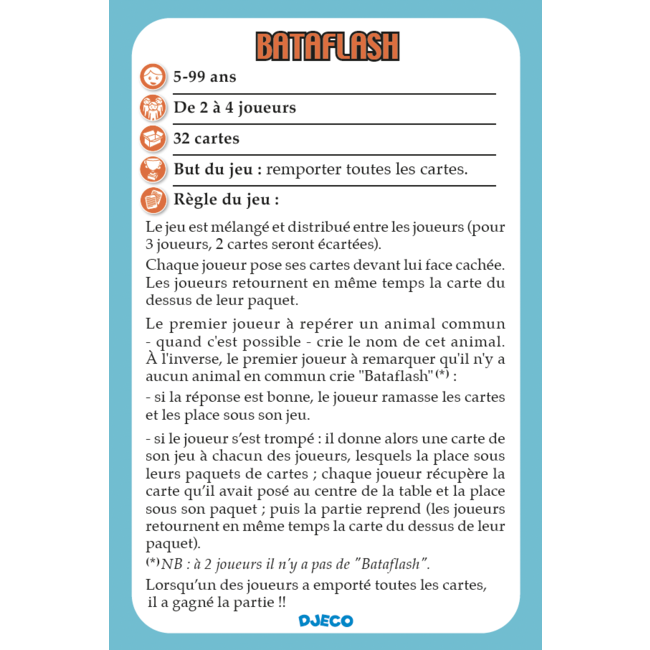 DJECO JEU DE CARTE - BATAFLASH