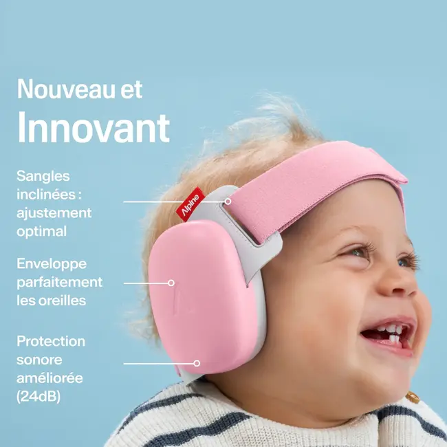 ALPINE CASQUE ANTI-BRUIT BÉBÉ ALPINE MUFFY ROSE 24DB