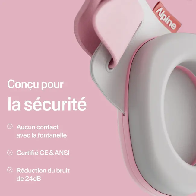 ALPINE CASQUE ANTI-BRUIT BÉBÉ ALPINE MUFFY ROSE 24DB