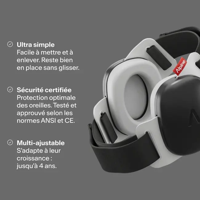 ALPINE CASQUE ANTI-BRUIT BÉBÉ ALPINE MUFFY NOIR 24DB