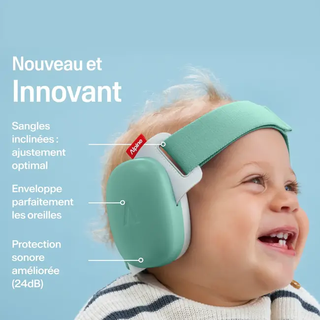 ALPINE CASQUE ANTI-BRUIT BÉBÉ ALPINE MUFFY SAGE GREEN 24DB