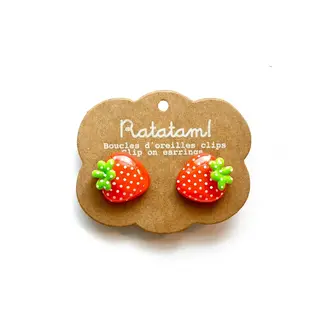 RATATAM PAIRE DE BOUCLE D'OREILLE CLIP - FRAISE ROUGE