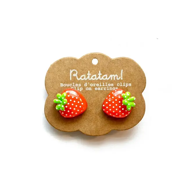 RATATAM PAIRE DE BOUCLE D'OREILLE CLIP - FRAISE ROUGE
