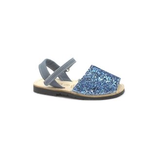 CIENTA SANDALETTES BRIDE VELCRO - PAILLETTES BLEU PÉTROLE