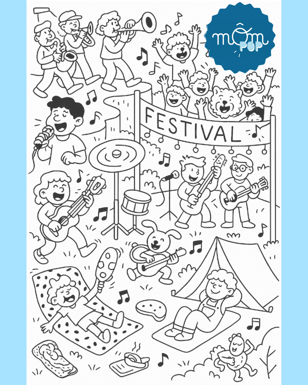 Coloriage MOM POP La musique en fête à télécharger
