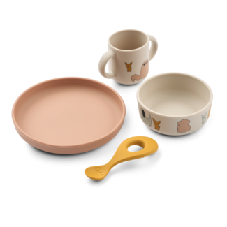 LIEWOOD COFFRET VAISSELLE 4 PIÈCES EN SILICONE VIVI - CATS AND DOGS