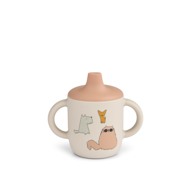 LIEWOOD TASSE SILICONE AVEC BEC "NEIL" CATS AND DOGS